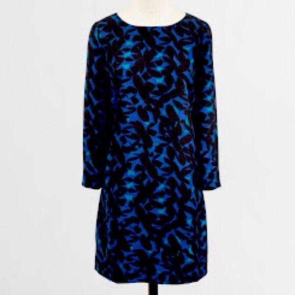J. Crew Dresses & Skirts - J. Crew Dress Women’s 00 Black Blue Floral Petal Pattern Pencil Business Work